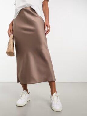 New Primark Taupe Satin High Waist Skirt